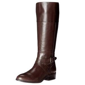 NEW RALPH LAUREN women's maryann knee-high leather boots in dark brown